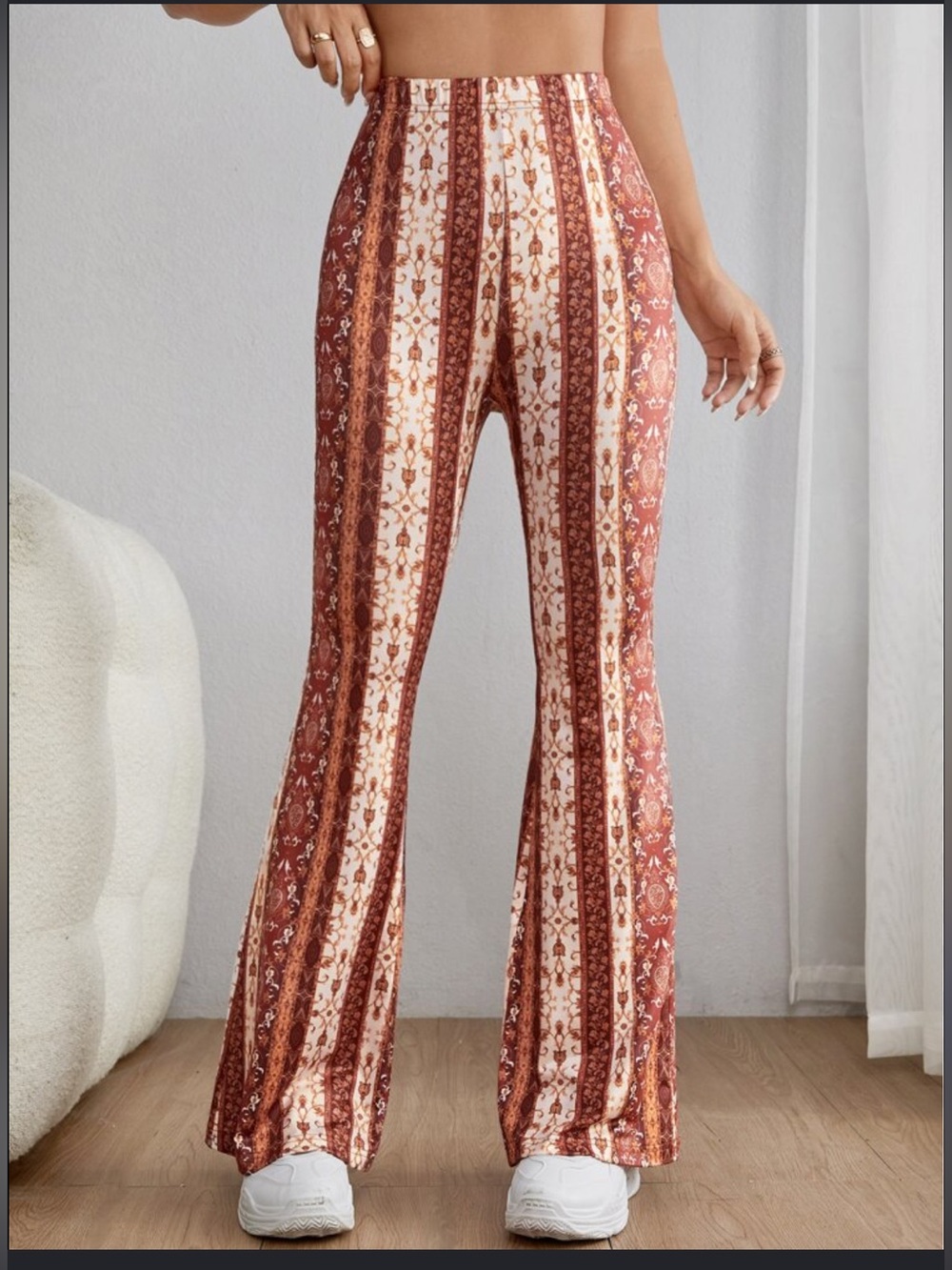 Rue21 Rust & Cream Patterned Flare Pants